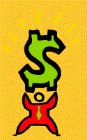 clip art, cartoon of man holding money